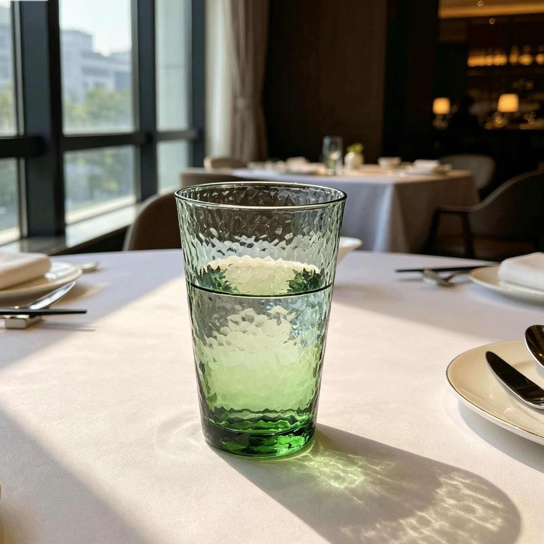 手工彩色锤目纹茶杯高质感耐热玻璃果汁饮料杯咖啡杯会所餐饮水杯