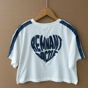 Y25 T恤上衣简约字母印花百搭休闲设计感短款 短袖 11中大童款