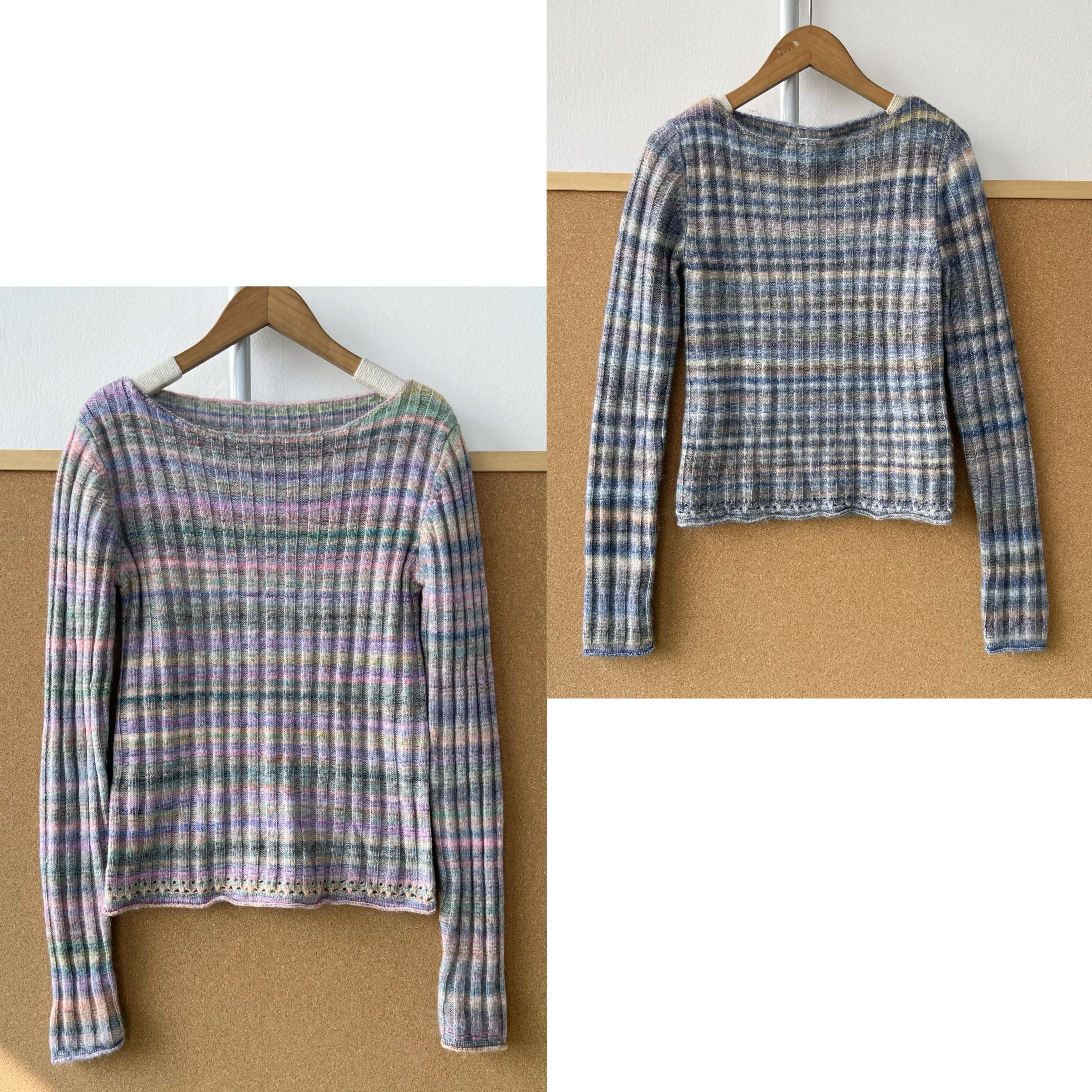 羊2-38彩色长袖针织衫气质慵懒风修身渐变设计感打底上衣J25-10