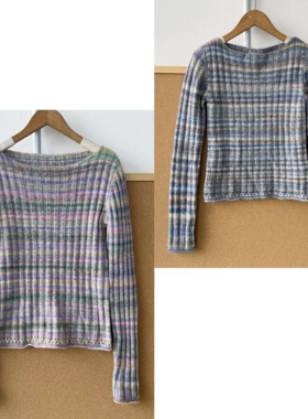 羊2-38彩色长袖针织衫气质慵懒风修身渐变设计感打底上衣J25-10