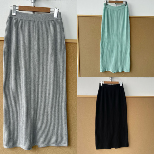 包臀半身裙T26 中长款 88温柔素雅风软糯针织长裙显瘦修身 楼8