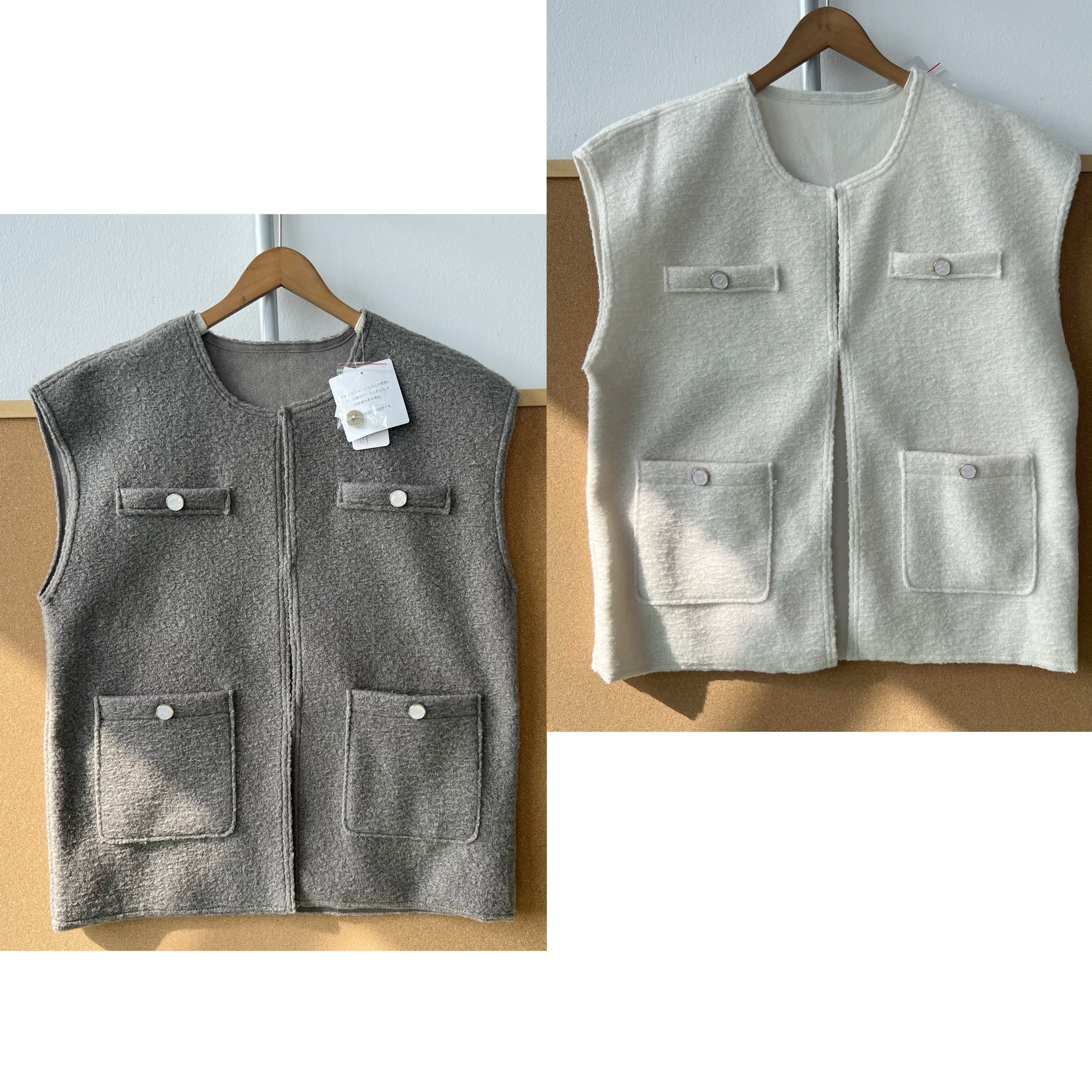 2C-74小香风毛呢马甲秋冬季气质叠穿百搭中长款无袖背心J25-11