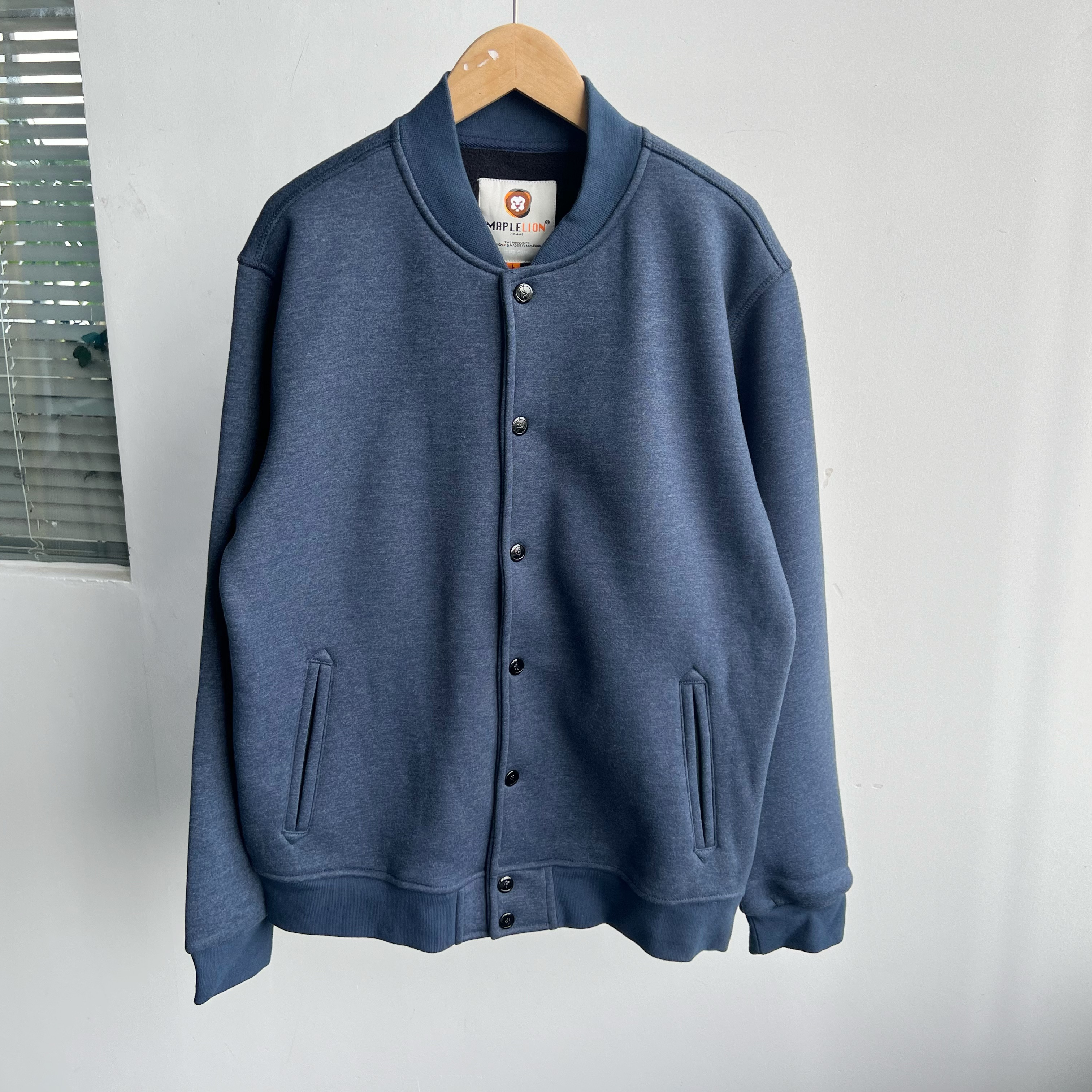 2D-2美式复古纯色棒球服秋冬百搭BF风奥粒绒夹克摁扣外套H25-4