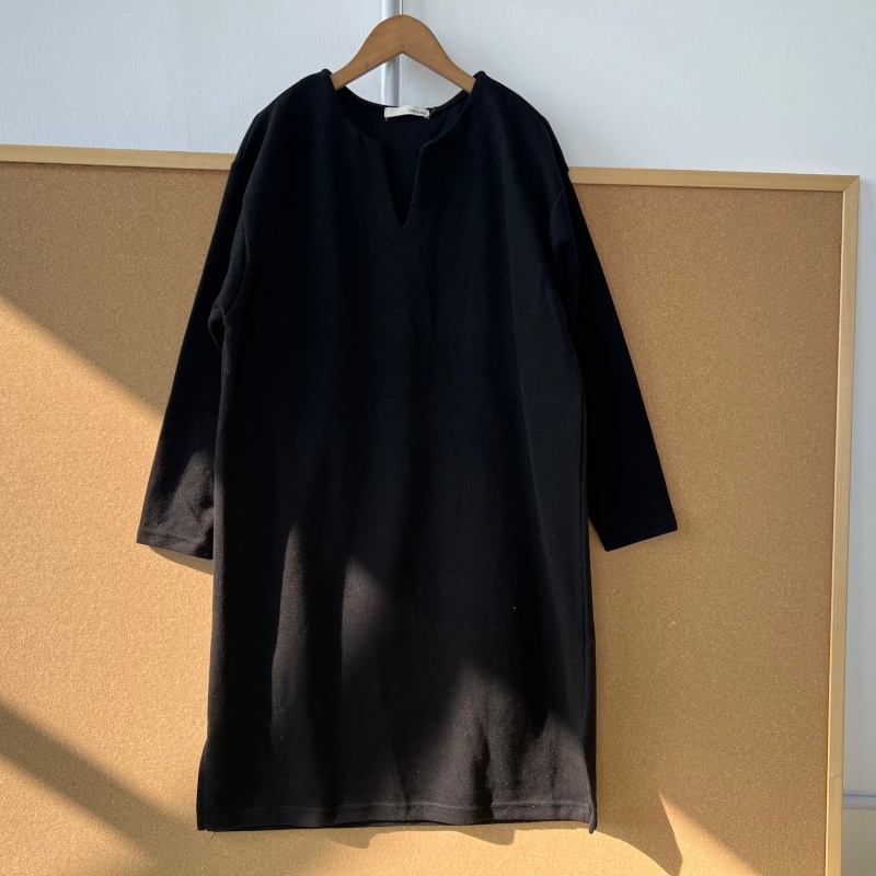 3E-3中长款针织衫V领侧边开叉休闲显瘦韩版上衣打底慵懒风Y25-11