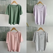 南10 T恤H25 38夏季 纯棉简约设计感口袋宽松圆领舒适透气短袖