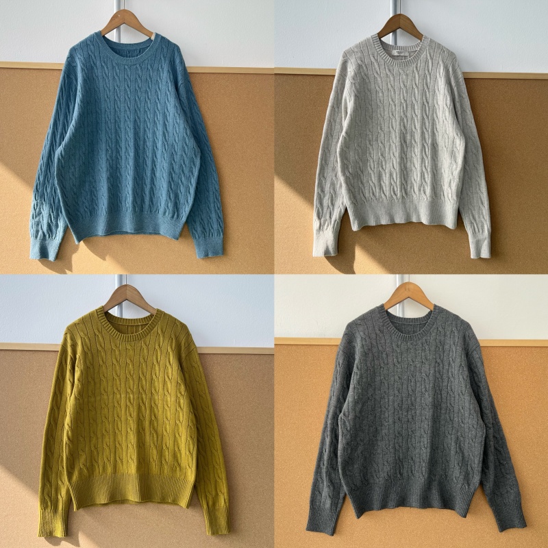 南10-43韩系圆领多巴胺色麻花针织毛衣设计慵懒风百搭上衣Z25-11