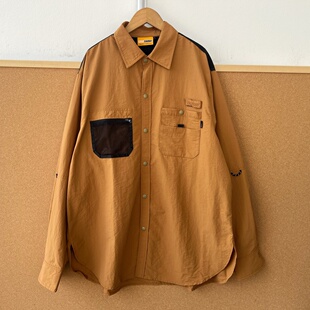 上衣Z25 衬衫 日系户外防水单排扣黄色宽松撞色长袖 47高货