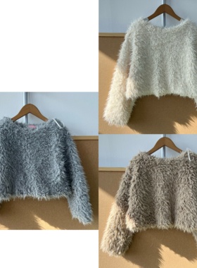 2Q1-60儿童款毛绒长袖外套软糯秋冬保暖舒适简约短款上衣J26-1