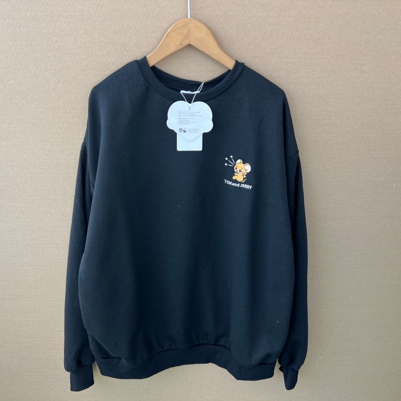 2K1-47春秋季套头猫卡通刺绣宽松卫衣长袖舒适简约休闲Y25-9