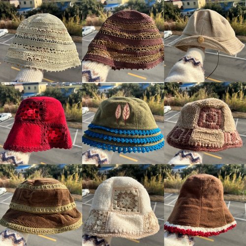 3S-31森系多款显白舒适软糯慵懒风钩针花边文艺时尚风帽子Z25-12