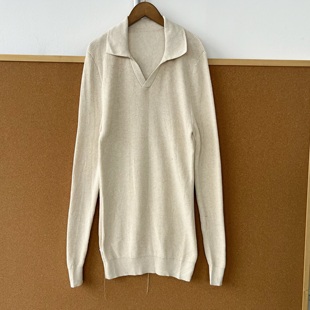 显瘦舒适长袖 修身 针织衫 翻领小V领打底衫 2T1 上衣H25 40秋冬款