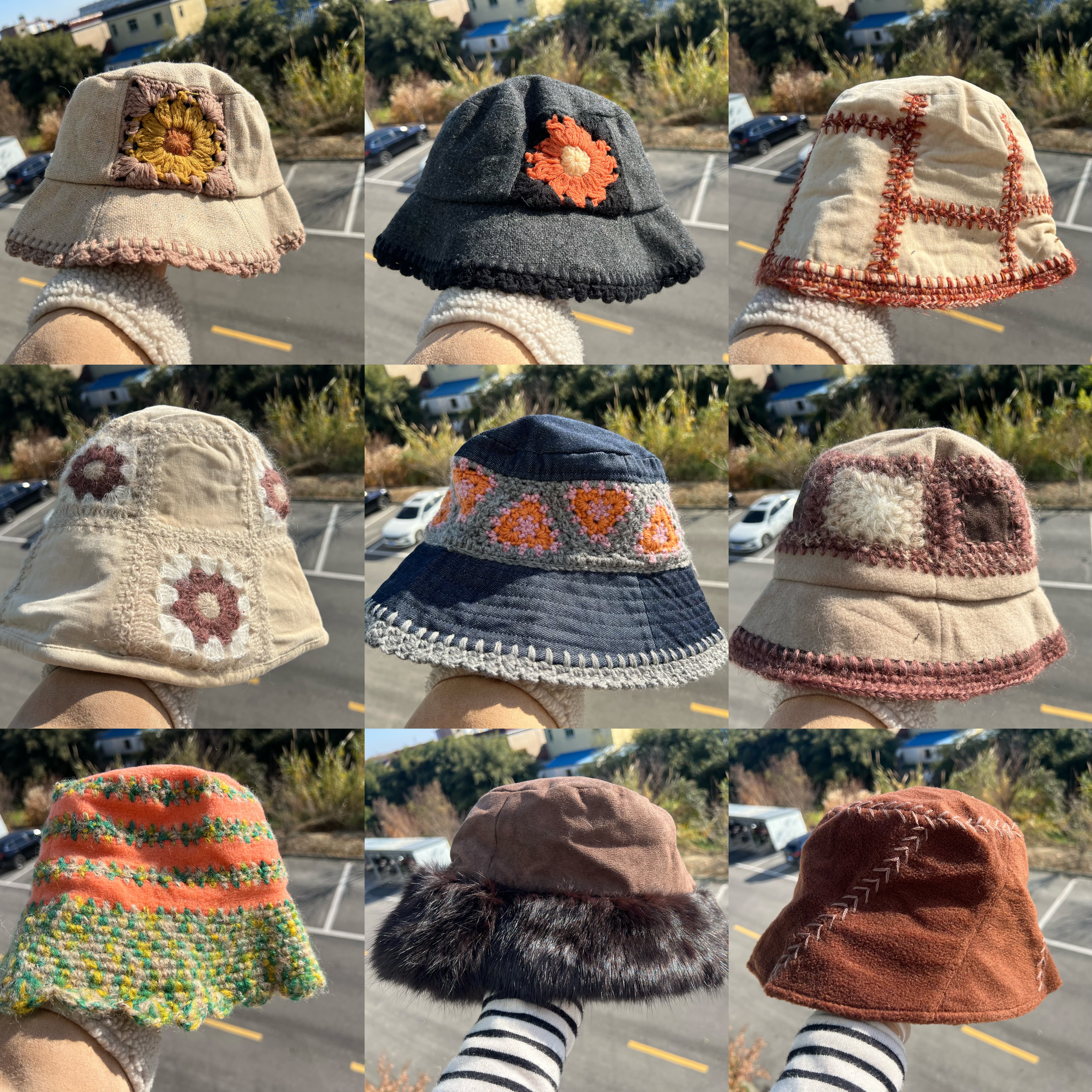 3S-18森系多巴胺治愈温柔氛围感显白甜美街头风盆帽水桶帽H25-12