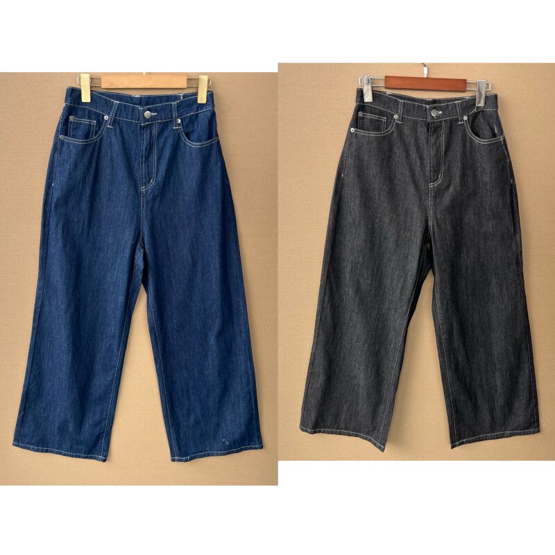 2A-69明线牛仔裤美式复古水洗做旧高腰直筒垂感休闲阔腿裤Z25-9