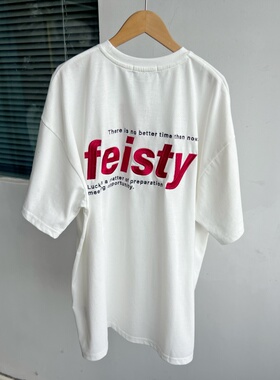 2F-29日系原宿风短袖T恤上衣设计感宽松休闲百搭情侣装圆领Y25-7