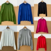 H25 20秋冬木耳边半高领针织肌理感多色修身 柔肤显瘦打底衫