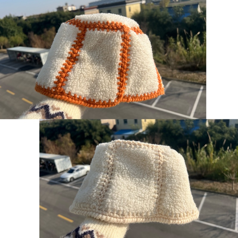 2z1-13双面带秋冬氛围感日系森系仿羊羔毛小众显脸小渔夫帽Y25-11