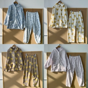 2O1-48秋冬多款式舒适家居服套装舒适开衫上衣松紧腰长裤J25-12