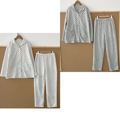 西3-23韩系女士清新小波点睡衣套装舒适亲肤柔软长袖家居服Z25-11