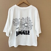 T恤宽松设计感字母刺绣圆领上衣雏菊印花Y25 79美式 复古短袖