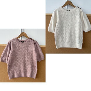 南10-41毛衣短袖内搭套头圆领百搭上衣简约韩系温柔短款Y25-10