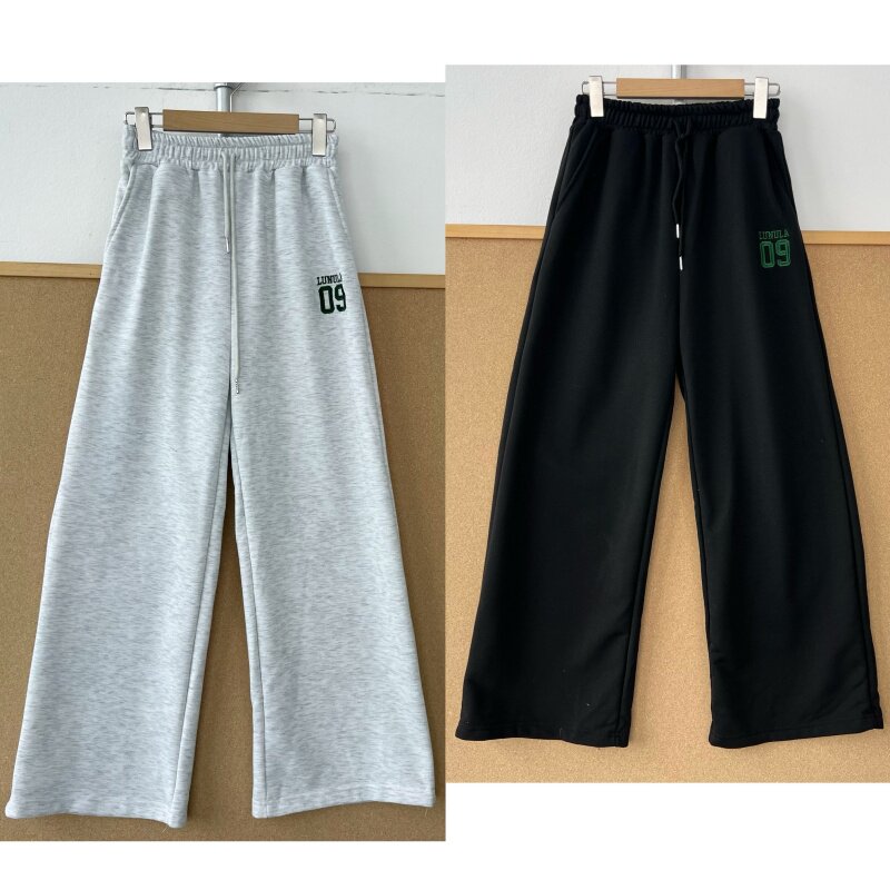 南3-87松紧腰抽绳字母刺绣运动卫裤宽松显瘦舒适百搭宽松Y26-6