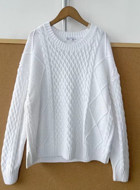 西5-17高克重！老钱复古圆领治愈系麻花厚实感百搭针织毛衣Z26-1