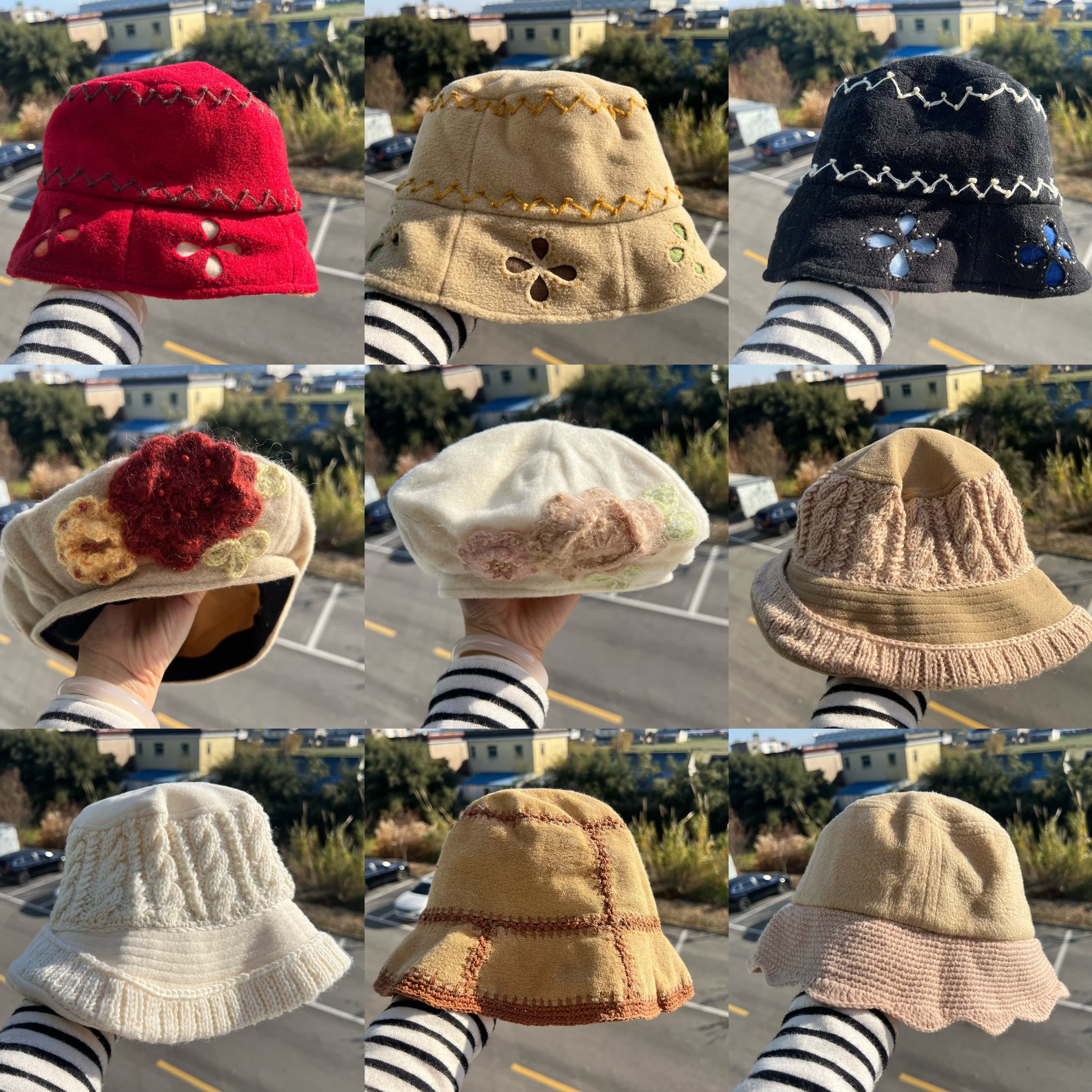 3S-20森系多款式渔夫帽保暖氛围感显脸小甜美气质设计感J25-12