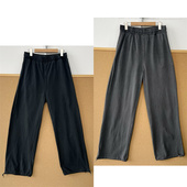 Z26 81高克重松紧高腰抽绳口袋垂感遮胯减龄显瘦休闲直筒裤