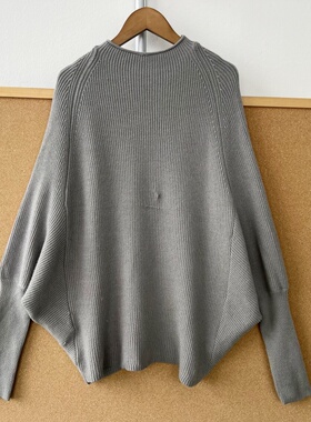 楼3-81慵懒风宽松蝙蝠装长袖上衣简约气质温柔百搭设计感Y26-2