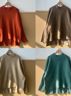 2B-87手感好秋冬季半高领设计感长袖针织衫上衣慵懒风内搭Y25-12