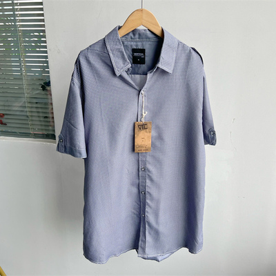 X2-92夏季日系复古波点翻领休闲男短袖衬衫舒适百搭亲肤透气Z25-4