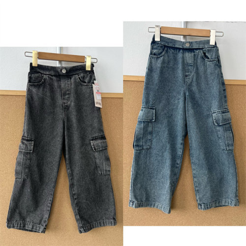 2W-56男童炸街工装牛仔裤春秋款水洗做旧百搭长裤T26-4