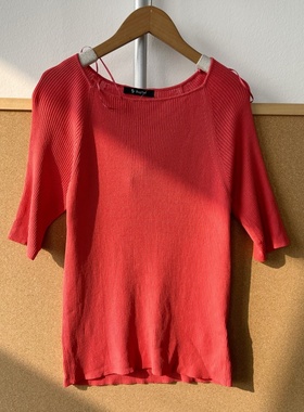 楼10A-41森系女士优雅修身高弹力气质百搭半袖套头针织短袖Z26-1