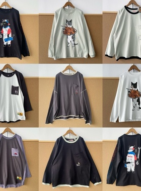 2T1-65高货！多款中长袖套头男女同款T恤上衣卡通设计内搭Y25-12