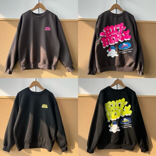 2n-107美式字母印花长袖圆领套头卫衣街头潮流宽松设计感Y26-1