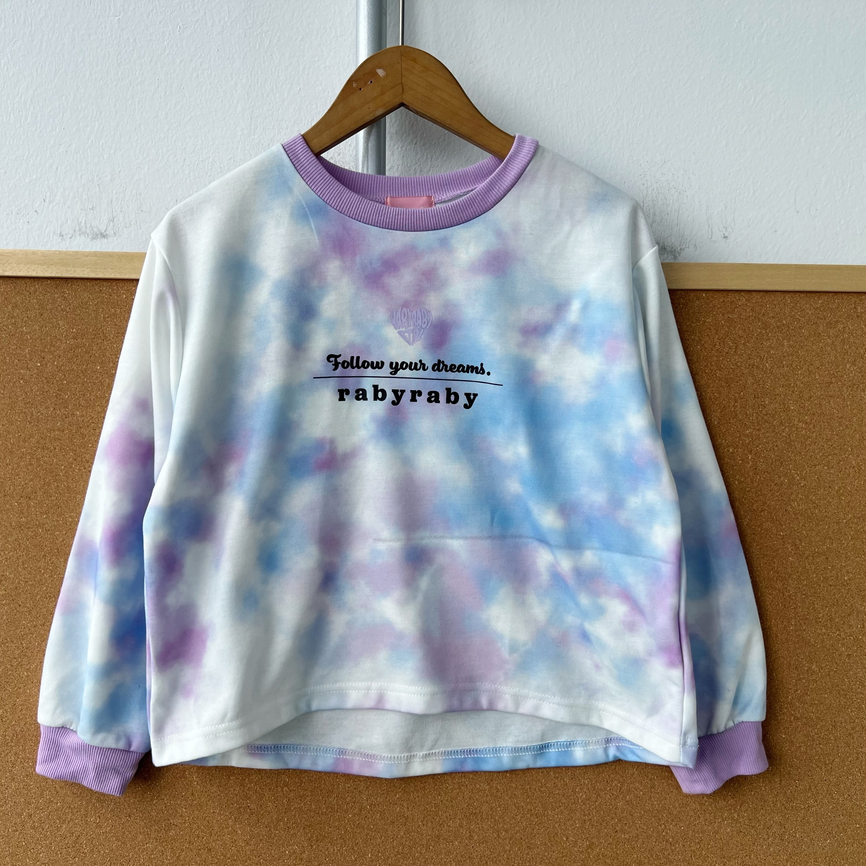 2S1-6儿童春秋款扎染炫彩渐变圆领洋气宽松舒适百搭长袖T恤H25-10