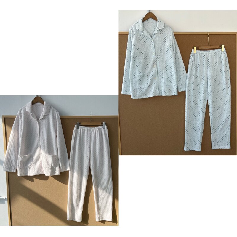 K1-175干净简约波点翻领柔软舒适亲肤甜美风睡衣家居服套装Z25-12