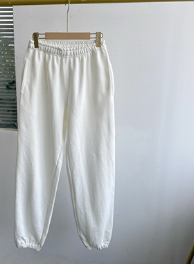 2X-4春秋款韩版休闲卫裤纯色百搭高腰松紧腰运动束脚长裤H25-6