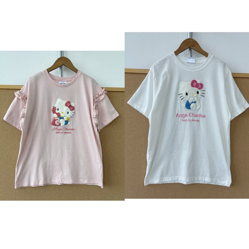2u-53少女感趣味卡通毛巾绣猫咪图案印花设计感短袖T恤Z26-5