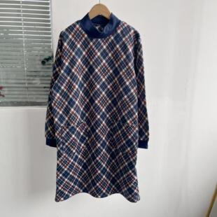 微瑕罗纹口长袖 罩衣防脏保暖H11 女厨房家用工作薄绒套头中长款