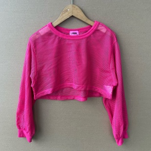 休闲上衣J25 2E1 镂空T恤纯色简约百搭叠穿罩衫 长袖 36儿童款