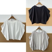 宽松上衣纯色百搭慵懒风套头上衣设计感Y26 15夏季 圆领蝙蝠袖