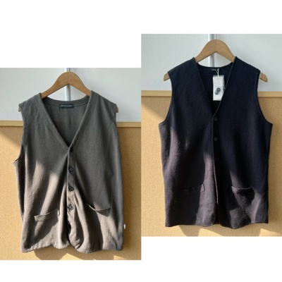 西1-74简约V领针织无袖马甲复古叠穿舒适显瘦开衫外搭上衣J26-1