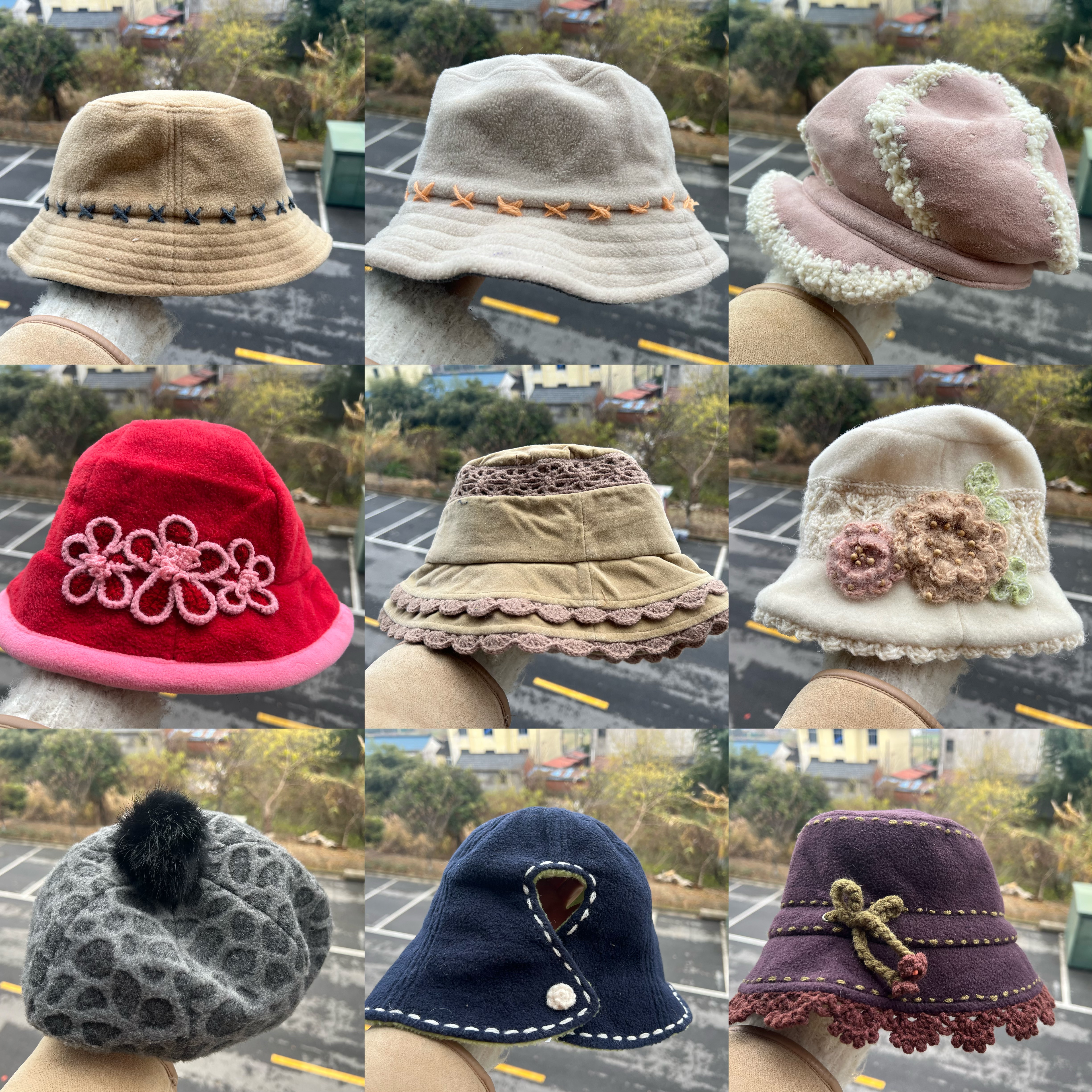 3R-2森系氛围感多款式显脸小治愈系温柔风保暖渔夫帽盆帽H25-12