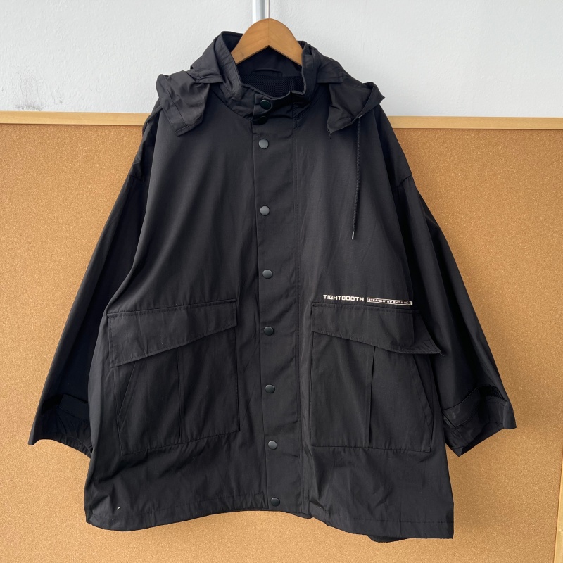 2n-89高货！大码日潮黑色连帽搭口袋春秋款百搭夹克冲锋衣Z25-10