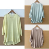 93夏款 冰丝纯色慵懒风V领套头针织衫 上衣薄款 显瘦打底Y26