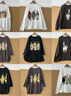 2B-136趣味猫咪印花T恤合集！个性涂鸦设计感上衣男女同款T26-3