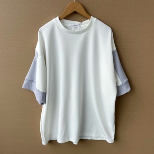 T恤圆领男女宽松日系简约Y25 撞色设计感短袖 35自带凉感 2K1