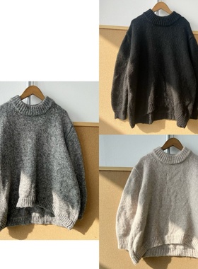 楼3-75秋冬季针织衫长袖上衣圆领套头慵懒风设计感舒适简约Y25-12