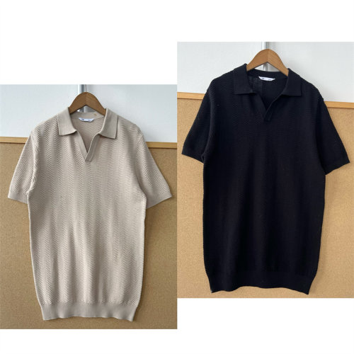 3F-64男女同款老钱风V领polo针织衫翻领慵懒高级感宽松百搭T26-9
